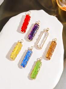 Lot de 3 pendentifs rectangulaires en cristal de verre à motif floral, couleurs mélangées aléatoires, plaqués or et cuivre, accessoires de fabrication de bijoux DIY pour collier, bracelet, boucle d'oreille, porte-clés