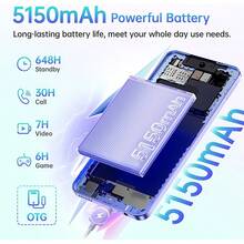 OUKITEL C65 Android 15 手机（无合约）, 16GB+128GB/1TB 智能手机（无合约）, 6.7 英寸 HD+ 90Hz 手机（便宜）, 50MP+8MP, 5150mAh 无 SIM 卡手机, 双 SIM 卡 3 插槽/指纹/3.5mm 插孔 - 金色的 - 查看 2