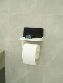 自粘式纸巾架，适用于厨房和浴室，带收纳架的纸巾卷分配器，哑光黑 - 彩色 - 查看 11
