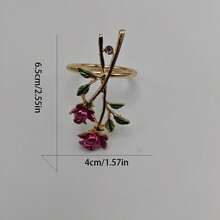 Valentine's Day Faux Drip Oil Rose Napkin Rings, Metal Napkin Holders For Hotel Table Setting