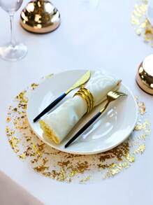 100pcs/Pack 13-Inch Round Gold Metallic Foil Placemats, Disposable Shiny Gold Placemats For Home Decor, Party, Wedding, Christmas, Thanksgiving, Valentine's Day Table Centerpiece