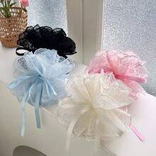 Women Lace Scrunchies Sweet Lace Trim Hair Ties Girl Ballet Ponytail Head Flowers Hair Accessories, Ponytail Holders, Hair Elastics, Hair Rope, Hair Bobbles