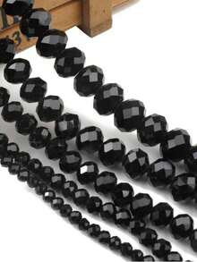 Hạt pha lê Áo màu đen cắt cạnh 2/3/4/6/8/10/12mm Rondelle hạt rời dùng làm đồ trang sức, vòng tay, vòng cổ, khuyên tai, thiết kế túi xách - màu đen - Xem 1