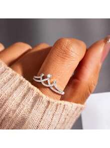 Fashionable Women's Crown Shape Ring, Everyday Jewelry, Back To School Gift