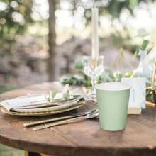 10/25/50/100pcs Sage Green Disposable Paper Cups, Cold Drink Cups And Coffee Cups, Suitable For Birthday Parties, Family Gatherings, Picnics, Party Decorations