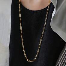 1 件 18K 镀金不锈钢几何方形长项链，多种佩戴方式，时尚百搭，适合日常佩戴 - 金色 - 查看 5