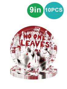 10 pezzi di piatti, tazze e tovaglioli a tema sanguinoso di Ognissanti, set di posate con zombie e scheletro, "Tempi sanguinosi", decorazioni per feste di Ognissanti, regali per feste di compleanno di Ognissanti