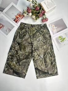 Jeans larghi da lavoro stile camouflage retrò, pantaloni casual con tasche grandi tri-dimensionali, gamba dritta, sette ottavi, unisex - Francobollo 38 - Visualizzare 6