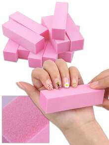 5件套指甲锉粉色海绵豆腐块美甲工具高弹性四面抛光打磨锉指甲锉工具