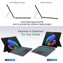 Surface ペン付き Surface Pro11 Pro10 Pro9 Pro8 ProX キーボード タッチペン付き Surface Pro 11 10 9 8 X 対応 13 インチ タッチパッドand 7色バックライト搭載 Surface キーボード US英語配列 磁気ペンスロット ペン2収納可能 サーフェス ペン スタイラス付き 薄型 軽量 グレー - グレー - チェックする 5