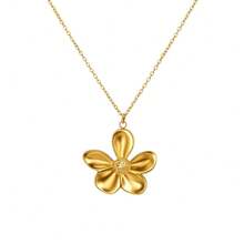 1 pièce Collier pendentif fleur plaqué or, grand design floral, bijou bohème chic pour femmes, parfait pour les tenues d'été et les occasions spéciales