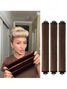 3/1 件无热卷发器隔夜吹干卷发器，配有奢华包包丝巾，无热卷发器头带，适合睡眠，无热卷发器头带带钩，适合所有发质，适合大波浪卷发和睡前卷发，3 厘米超大直径，非常适合懒散的人、返校、旅行度假必需品、女士发饰