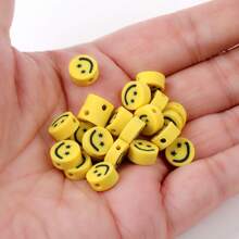 50pcs/Pack Polymer Clay 10mm Pentagram & Smiling Face Beads For DIY Bracelet & Necklace Accessories