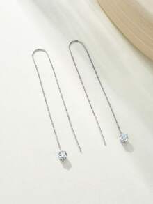 歐美風立方鋯石耳環一對，女士不鏽鋼配飾，適合派對和日常佩戴 - 金黃色 - 查看 13