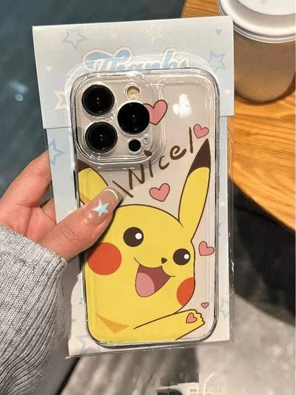 pokemon Funda de teléfono con forma de corazón de Pikachu traviesa y elegante, compatible con la serie I 16 16 Pro Max, 14, 13, 12, 11/15, Galaxy S22/S23/ S24/A25/ A55, un regalo ideal para el Día de San Valentín