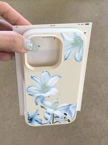 1 pieza Elegante funda de teléfono de TPU mate con patrón de flores azul claro ombré Mini minimalista, cubierta protectora anti-deterioro compatible con Apple/teléfonos compatibles con IMax 16 ProMax/15Pro/14plus/13/12proMaxS24 Ultra/S23 FE/ S22/s21/A54/ A35/a14/AA5S