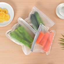 5个装EVA食品保鲜袋，冰箱食品储存袋，水果蔬菜包装袋，食品密封袋，可重复使用