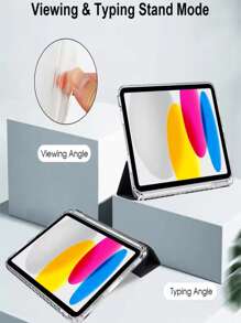 1 Stück klappbarer, multiwinkliger Ständer, kratzfest, bruchsicher, intelligenter Schlaf-Stylus-Halter, transparente TPU Weichkante Schutzhülle kompatibel mit iPad