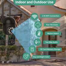 1/2/4pcs 1080P HD Smart Security Camera - Color Night Vision, Supports Pan/Tilt/Zoom, Dual-Way Audio & Pet Monitoring, With AI Motion Alarm - Indoor Outdoor Wireless Home Security Surveillance Camera - Black