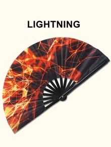 紫外线折叠手扇，按压式手扇，适合作为礼物，也适用于音乐节、嘉年华、彩虹服装、迪斯科派对、霓虹派对、荧光派对装饰 - 彩色 - 查看 9