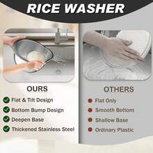 Rice Washer - Rice Washer Strainer Bowl - Rice Drainer Strainer - Fine Mesh Colander - Rice Cleaner Strainer - Colander Bowl For Rice Veggie Fruit Beans - Silver - Silver - View 7