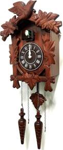 Cuckoo Clock Vintage Large Wooden Wall Clock Handcrafted 13x9.5 Inch Brown