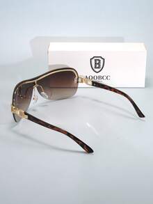 Y2K Fashion Glasses With Letter Decor, Chic Y2K Style Oversized Square Frameless For Women, Outdoor Party Eyewear