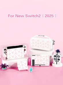 Switch 2 Game Console Accessories: Bow & Heart Pattern Protective Case, Compatible With Switch NS/Switch OLED/Switch Lite, Also Includes Storage Pouch, Cartridge Case, And Charging Dock. Best Gift Compatible With Switch Players, Ideal For Valentine's Day Confession Or Spring Romantic Gifts