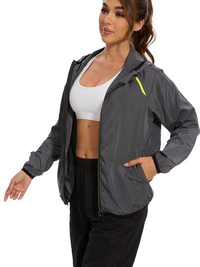 1pc Women's Lightweight Outdoor Jacket, Water-Resistant, Quick-Dry, Hooded, Suitable For Hiking And Outdoor Activities