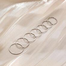 1mm Stainl Steel Stacking Rings For Women Thin  Plain Band Rings Stackable Knuckle Rings Thumb Pinky Midi Rings ComfortFit Size 3 4 5 6 7 8 9 - 7pcsSilverToneSize3-9 - View 3