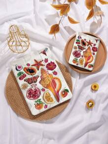 Funda protectora para tableta con estampado de collage de conchas, frutas y perlas de colores, compatible con iPad 9.7/10.2/10.5/10.9/12.9/Pro 11, 10th Gen, compatible con Samsung Galaxy Tab S6 Lite 10.4 pulgadas, compatible con Kindle Paperwhite 12th Gen 2024, Kindle (11th Generation) 2022 Release, con protección antirraídas y función de soporte y encendido/apagado automático