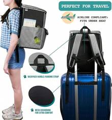 Dog Travel Bag Backpack, Airline Approved Dog Bags For Traveling, Puppy Diaper Bag Supplies, Pet Camping Essentials Hiking Accessories Dog Gift, Food Container, Collapsible Bowls, Stripe Black - 黑色 - 查看 7