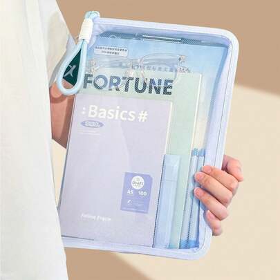 Book Sleeve With Zipper, A4 Clear Book Pouches Waterproof Book Covers Protector With Binder, Book Bags Organizer For School Classroom Library Pockets Students, Gifts For Book Lovers (Blue, 1)