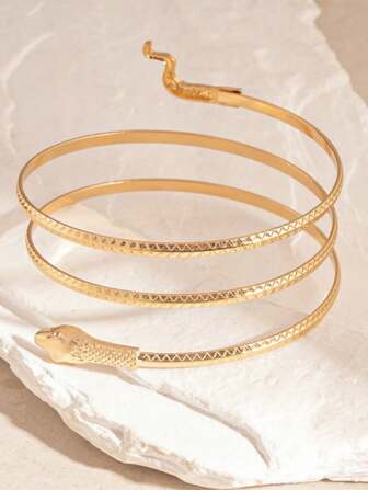 Punk-stil överdrivet ormformat armband, personligt metallarmband med ormelement