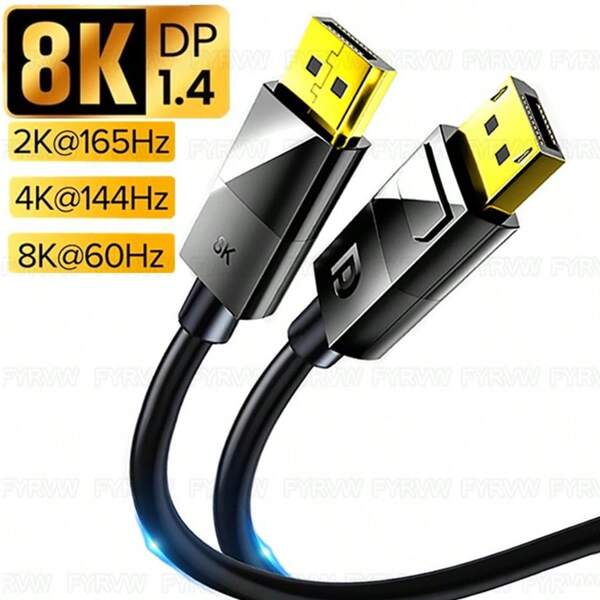 8K Display Port Cable DP1.4 Cable 240Hz DP1.4 165Hz Display Port Cord Adapter For Video PC Laptop TV 8K Display Port Cable 8K DisplayPort 1.4 Cable DP Extension Cord
