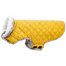 Metglad Casaco quente de inverno para cães, jaqueta para animais de estimação em clima frio, macacão de neve para cães, casaco acolchoado para áreas externas para cães grandes, médios e pequenos - Amarelo Mustarda - Ver 26