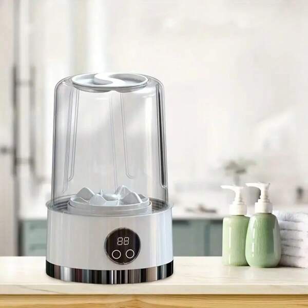 Portable Wireless Mini Washing Machine With Digital Display - USB Charging, Square Design, Suitable For Travel, Home And RV Use, 1300mAh Battery Capacity