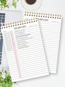 Trees 1本无日期待办事项笔记本/每日计划本/日程安排本/螺旋装订任务清单/日程本，提升效率，8.5英寸 x 5.5英寸，100克纸张