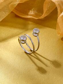 Anillo de proyección personalizado con 2 fotos, joya minimalista de acero inoxidable con bucle de puntos dobles en proyección, regalo exclusivo para amantes en el Día de San Valentín, joyería conmemorativa - Plateado - Ver 7