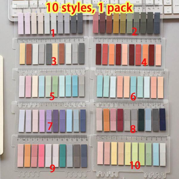 10 Styles, 1 Pack. Each Style Contains 200 Pieces Of Morandi Color Sticky Notes, Transparent And Cute Colored Index Stickers, Key Marks For Wrong Questions, And PET Sticky Note Stickers, School Supplies,Back To School