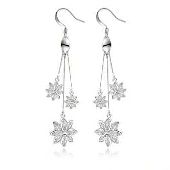 925 Sterling Silver Flower Zirconia Stud Earrings For Women, Luxury Feel, Suitable For Daily, Party, Vacation, Holiday Gifts