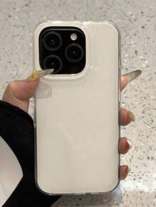 Funda de teléfono suave y a prueba de golpes de unicolor compatible con iPhone17 16 15 14 13 12 Pro Max 11, con acabado brillante y aspecto de gelatina - Blanco - Ver 3