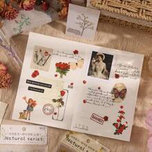 [6pcs/Set] Transparent PET Stickers, DIY Photo Album/Planner/Stationery Decor Stickers, Realistic Plant & Flower, Retro & Ins Style, Multiple Designs Available School Supplies,Back To School