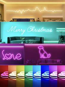 RGB Infrared Neon Light Strip LED Silicone Flexible Lights, Christmas Waterproof Ambience Lights, Wireless Remote Control Color Changing Lights, Indoor Outdoor Decor Lights 1m/3m/5m