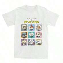 Anime ChiikawaS T-Shirt Summer Japan Mniniso Y2K Basic T-Shirts Cotton TRENDSSy Cool Tee Shirt For Men's Short Sleeve Loose Tees - 白色 - 查看 1