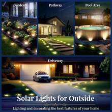 4/8/12/24pcs Solar Ground Lights, Outdoor 8LED Pathway Lights, Solar Garden Lights Landscape Lighting, Patio, Lawn, Driveway,White Light - 暖光 Warm Light - 查看 2