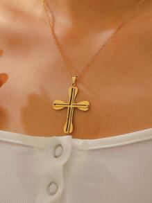 Un moderno y personalizado sencillo collar con colgante de cruz retro de acero inoxidable para mujeres, apto para reuniones, festivales y fiestas