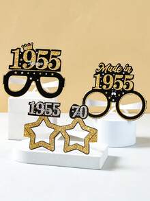 6 件生日派对纸质眼镜，生日快乐黑金 30 岁 40 岁 50 岁 60 岁 70 岁生日纸质眼镜，生日派对纸质眼镜框照片道具，适用于成人生日派对装饰，非常适合生日庆祝活动，黑金生日派对纸质眼镜限量发行 2025 年，生日礼物回礼 - 黑金生日 - 查看 9