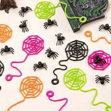 10/20pcs Halloween Spider Web - Sticky Soft Ribbon Decoration With Spider Pattern, Multiple Colors Halloween Decor - Multicolor - View 4