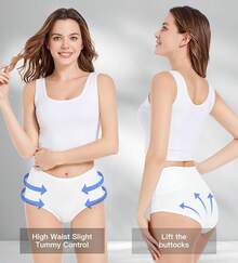Women's Cotton High Waist Tummy Control Panties Jacquard Ladies Panty Multipack - Comfort - 簡訊 01 - 8 件裝 - 多種顏色 02 - 查看 3